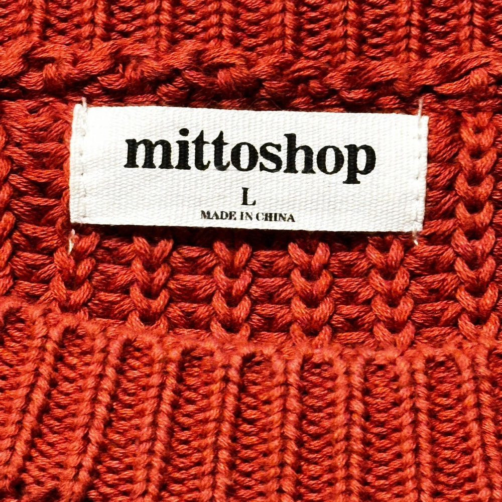 Mittoshop Pullover Sweater Womens Large Red Rust Chunky Knit 100% Cotton C20847 - Picture 6 of 9